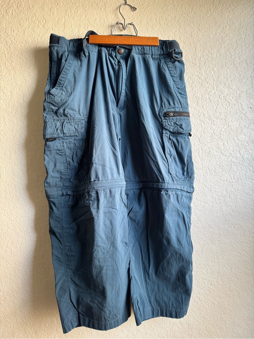 B.C. Clothing Blue Elastic Waist Cargo Pants with Web Belt